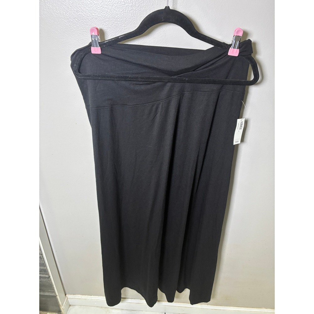 Old Navy Womens Large Black Fold-Over Waist Jersey Knit Maxi Skirt NWT Solid - Picture 2 of 3